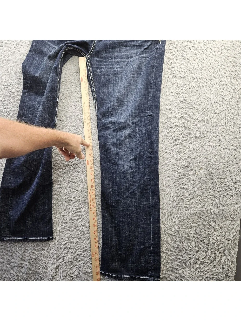 BKE TYLER Jeans Men Straight Leg 36L (Fits 36x34) Whiskering Fades Stretch Denim